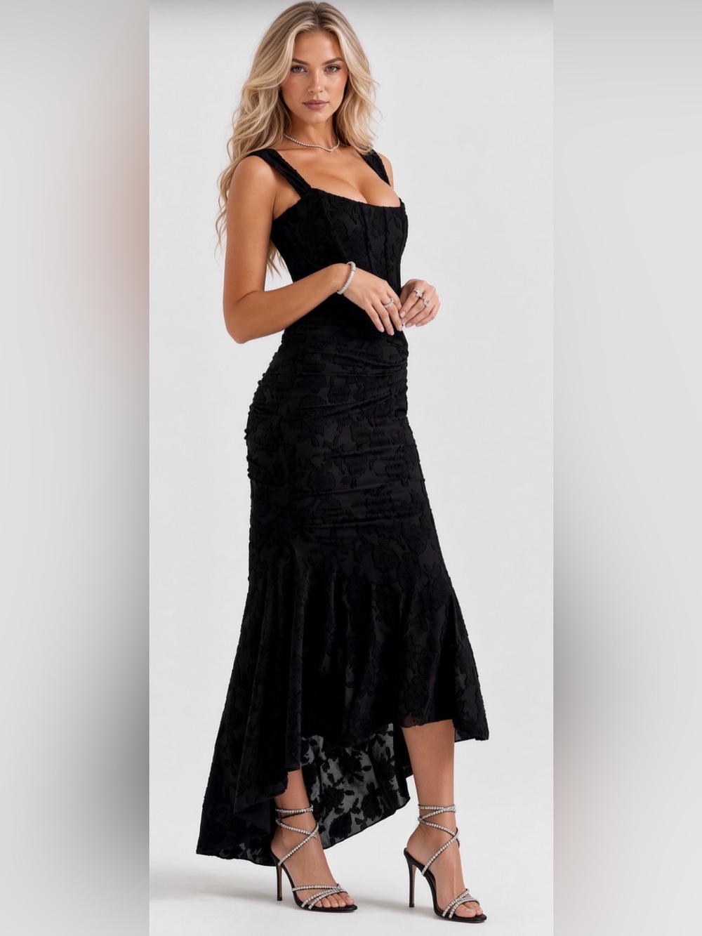 HOUSE OF CB 'Cesca' Black Floral Maxi Dress /Size S-US 4-6 $285
